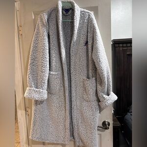 Northwest Soft Gray Sherpa Robe - miami Dolphins logo